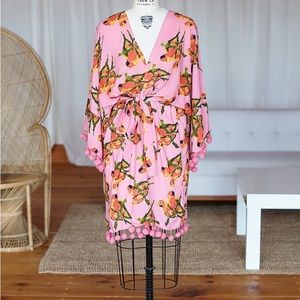 EMERSON FRY POM POM KIMONO - PINK FRED PARROT